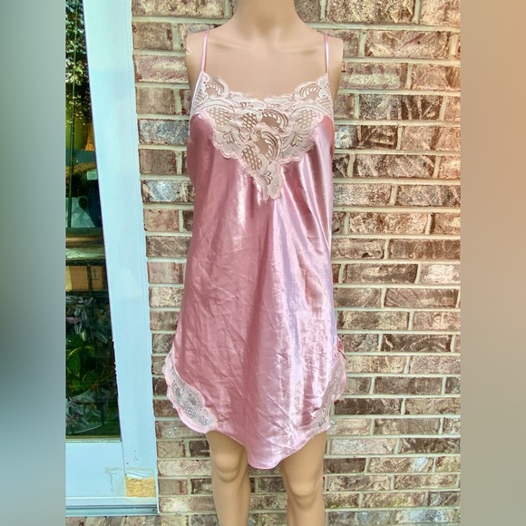 Vintage 90s Gold Label Victorias Secret Light Pink Lace Slip - Picture 7 of 15